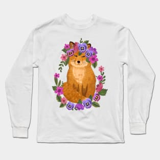 Fox with floral wreath Long Sleeve T-Shirt